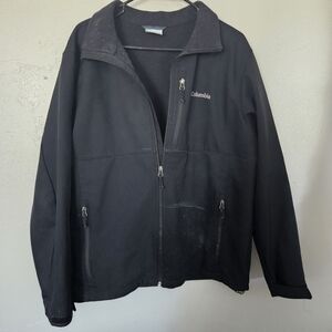 Columbia Men's Large Black Jacket Softshell Fall Winter Cozy Full Zip Pockets